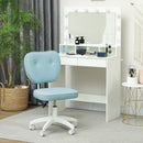 Vinsetto Vanity Task Chair With Adjustable Height, Armless - Cream/Blue