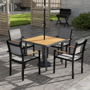 Outsunny 90cm Square Outdoor Patio Garden Dining Table With Umbrella Hole