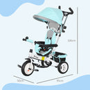 HOMCOM 6 In 1 Kids Trike, Stroller With Parent Handle