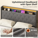 HOMCOM Lift up Storage Bed Frame with RGB LED Lights Dark Grey