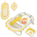 AIYAPLAY Foldable Baby Bath Tub Set With Bath Cushion, Wash Basin, Yellow