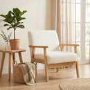 HOMCOM Accent Chair with Wood Frame Wide Seat Sherpa Fleece Armchair Cream