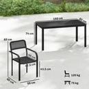 Outsunny Garden Dining Set with Umbrella Hole for 6 People, Black