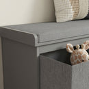 HOMCOM Shoe Bench with Seat, Shoe Storage Bench with Fabric Drawers, Grey