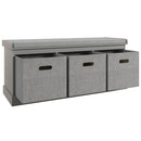 HOMCOM Shoe Bench with Seat, Shoe Storage Bench with Fabric Drawers, Grey