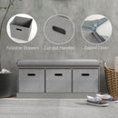 HOMCOM Shoe Bench with Seat, Shoe Storage Bench with Fabric Drawers, Grey