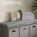 HOMCOM Shoe Bench with Seat, Shoe Storage Bench with Fabric Drawers, Grey
