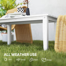 Outsunny HDPE Rectangle Garden Coffee Table, Slatted Outdoor Table, White