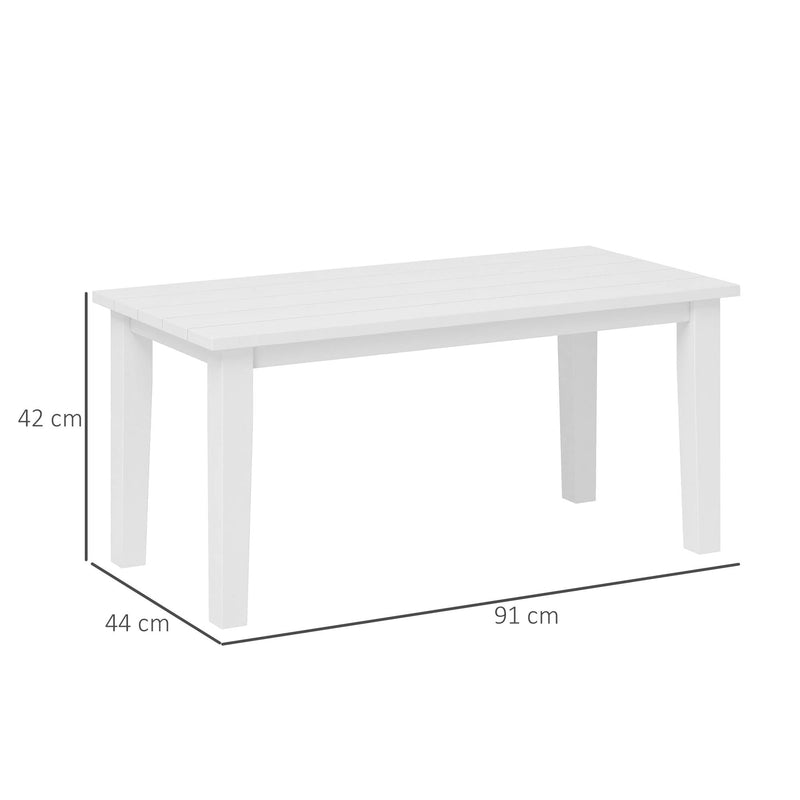 Outsunny HDPE Rectangle Garden Coffee Table, Slatted Outdoor Table, White