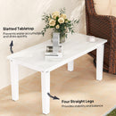 Outsunny HDPE Rectangle Garden Coffee Table, Slatted Outdoor Table, White