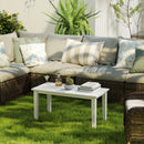 Outsunny HDPE Rectangle Garden Coffee Table, Slatted Outdoor Table, White