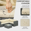 Outsunny 3Pcs Rattan Corner Sofa Set Coffee Table Garden Furniture  w/ Cushion