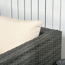 Outsunny 3Pcs Rattan Corner Sofa Set Coffee Table Garden Furniture  w/ Cushion