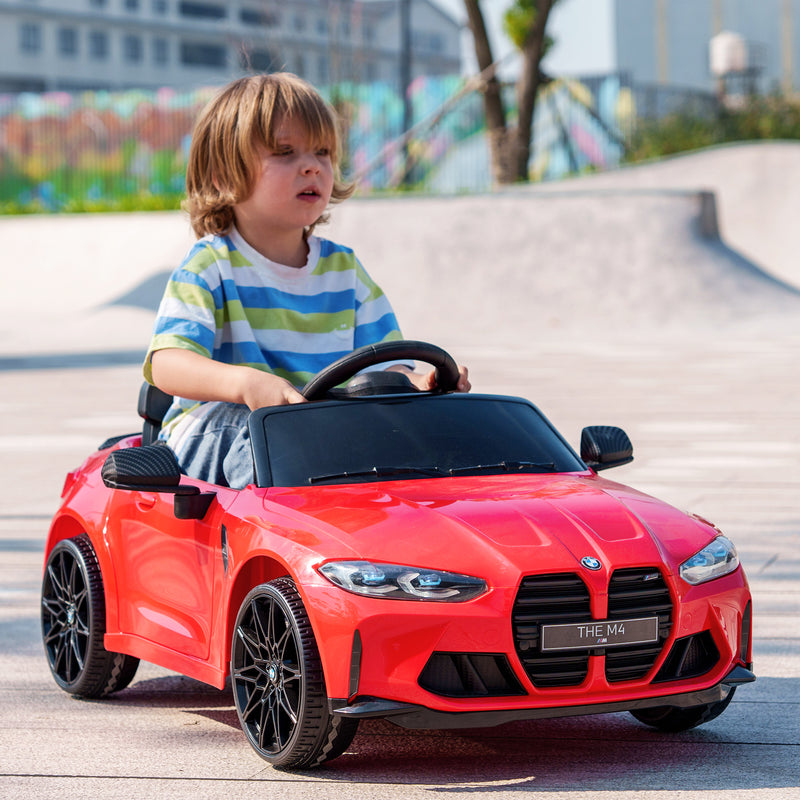 AIYAPLAY 12V Yellow BMW M4 Licensed Kids Electric Car w/ Remote, Suspension