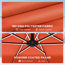 Outsunny 3 M Garden Cantilever Parasol With Solar Light, Rotation, Orange