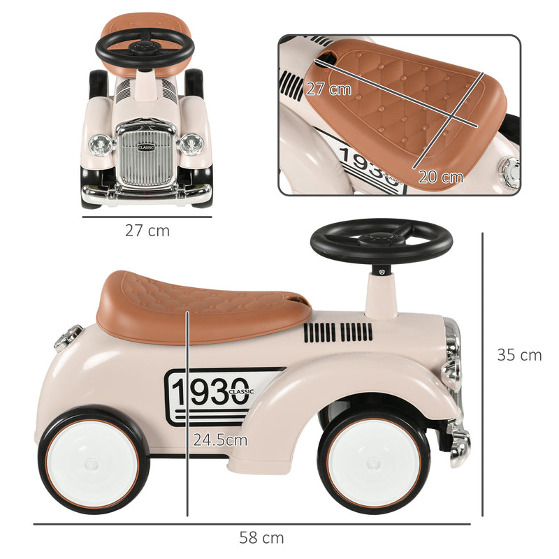 AIYAPLAY Foot to Floor Slider with Steering Wheel, for Ages 12-36 Months - Cream