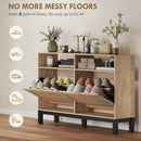 HOMCOM Narrow Shoe Cabinet with 2 Flip Drawers, Modern Shoe Storage Cabinet