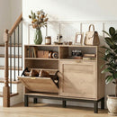 HOMCOM Narrow Shoe Cabinet with 2 Flip Drawers, Modern Shoe Storage Cabinet