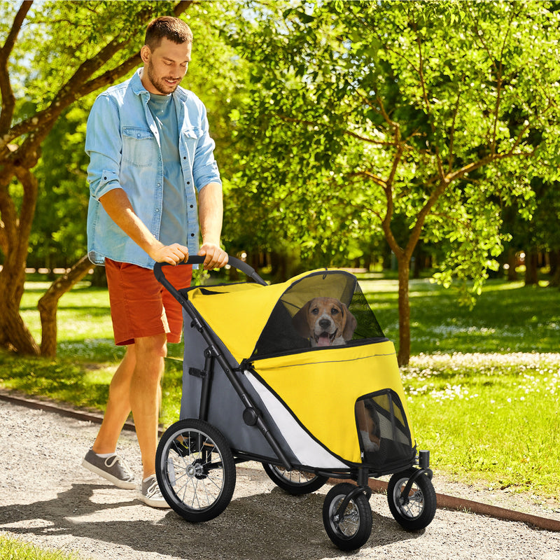 PawHut Foldable Pet Stroller With Cushion, For M, L Dogs