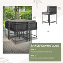 Outsunny 4 Seater Rattan Dining Set with Cushions, Charcoal Grey