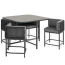 Outsunny 4 Seater Rattan Dining Set with Cushions, Charcoal Grey