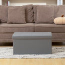 HOMCOM Storage Ottoman Bench, 89L PU Leather Folding Foot Rest, Grey
