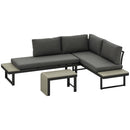 Outsunny 4 Seater L Shaped Aluminium Garden Furniture Set With Coffee Table