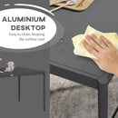 Outsunny 145cm Garden Table with Slatted Aluminium Top, Steel Legs, Dark Grey