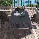Outsunny 145cm Garden Table with Slatted Aluminium Top, Steel Legs, Dark Grey