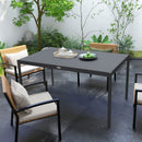 Outsunny 145cm Garden Table with Slatted Aluminium Top, Steel Legs, Dark Grey