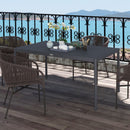 Outsunny 145cm Garden Table with Slatted Aluminium Top, Steel Legs, Dark Grey
