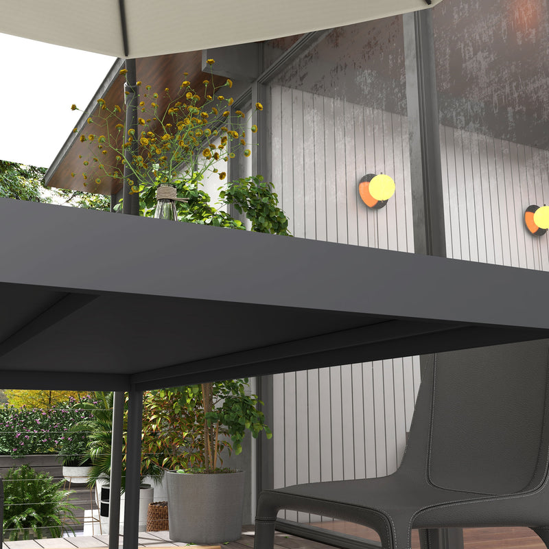 Outsunny 145cm Garden Table with Slatted Aluminium Top, Steel Legs, Dark Grey