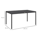 Outsunny 145cm Garden Table with Slatted Aluminium Top, Steel Legs, Dark Grey
