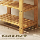 HOMCOM 3-Tier Bamboo Shoe Bench with 2 Shelves for Entryway, Wood Finish