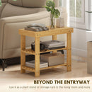HOMCOM 3-Tier Bamboo Shoe Bench with 2 Shelves for Entryway, Wood Finish