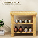 HOMCOM 3-Tier Bamboo Shoe Bench with 2 Shelves for Entryway, Wood Finish