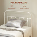 HOMCOM 3ft Metal Single Platform Bed Frame W/ Underbed Storage Headboard White