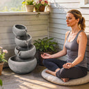 Outsunny Water Fountain Outdoor, 4-Tier Garden Water Feature