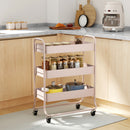 HOMCOM 3-Tier Storage Trolley, Storage Cart With Mesh Backets, Wheels