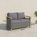 Outsunny Rattan Garden Sofa With Cushioned Wide Seats Dark Grey