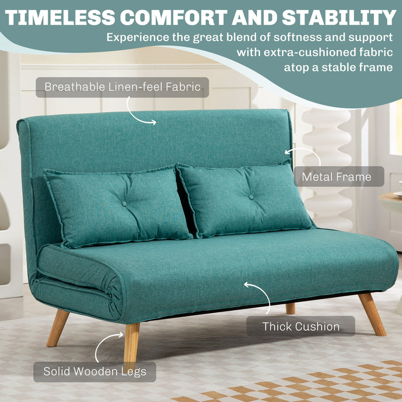 HOMCOM Click Clack Sofa Bed, 2 Seater Bed Settee for Living Room