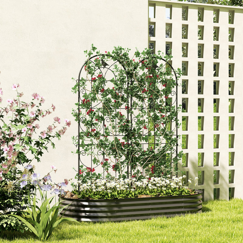 Outsunny Set of 2 Metal Garden Trellis, Outdoor Trellis Panels, 150 x 50 cm