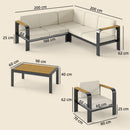Outsunny Garden Furniture Set with L-Shaped Sofa, Armchair and Table