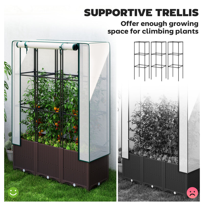 Outsunny Plastic Vegetable Planter with Trellis, 120 x 40 x 140 cm