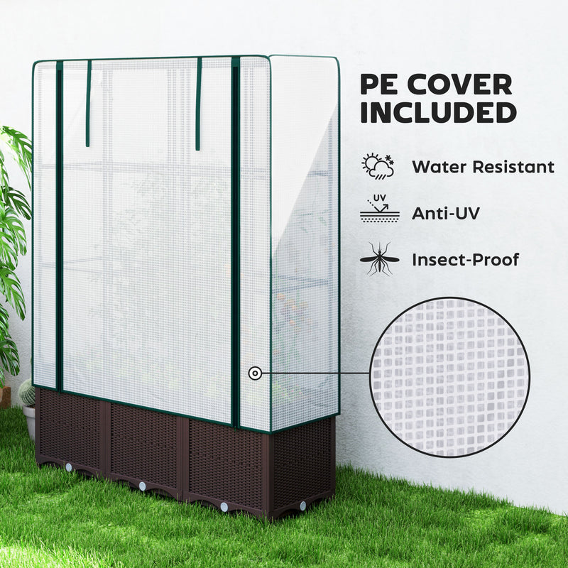 Outsunny Plastic Vegetable Planter with Trellis, 120 x 40 x 140 cm