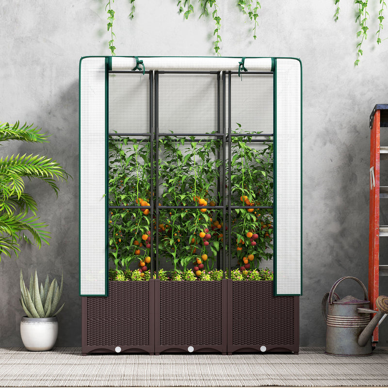 Outsunny Plastic Vegetable Planter with Trellis, 120 x 40 x 140 cm