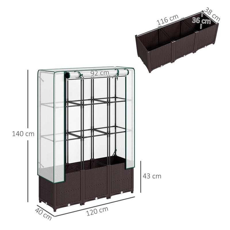 Outsunny Plastic Vegetable Planter with Trellis, 120 x 40 x 140 cm