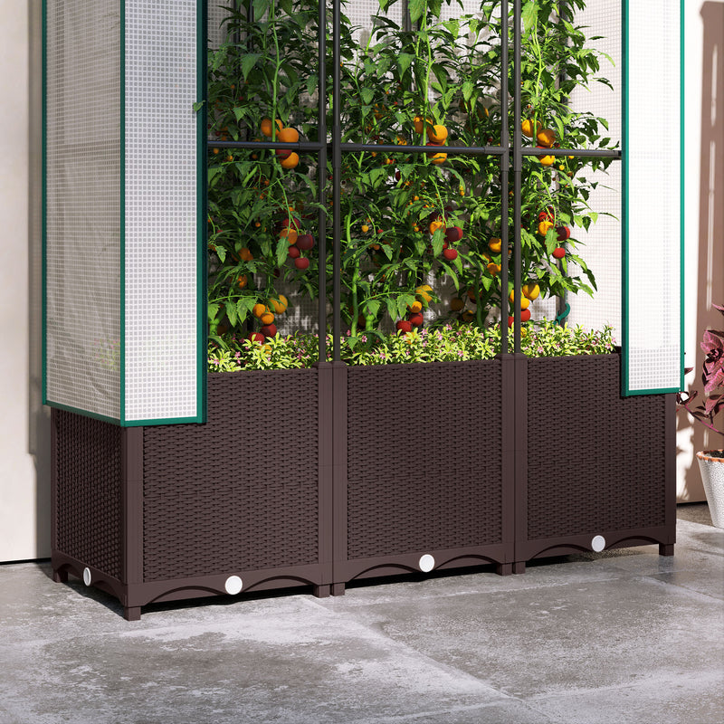 Outsunny Plastic Vegetable Planter with Trellis, 120 x 40 x 140 cm