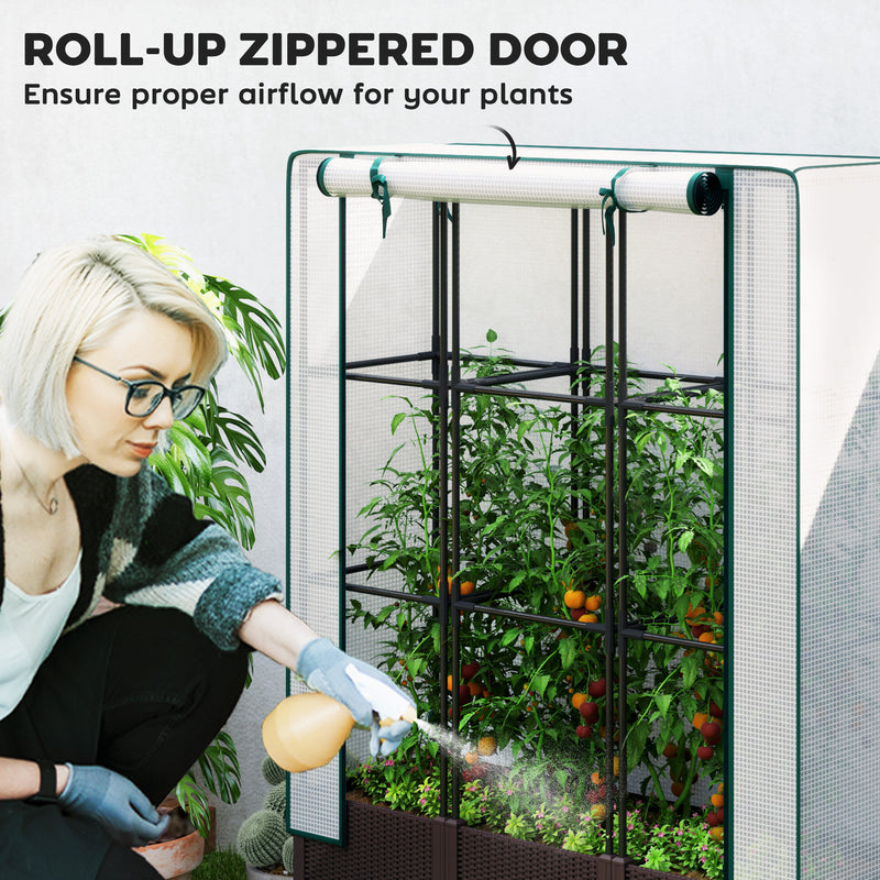 Outsunny Plastic Vegetable Planter with Trellis, 120 x 40 x 140 cm