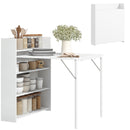 HOMCOM Folding Dining Table, Kitchen Table with Shelves White